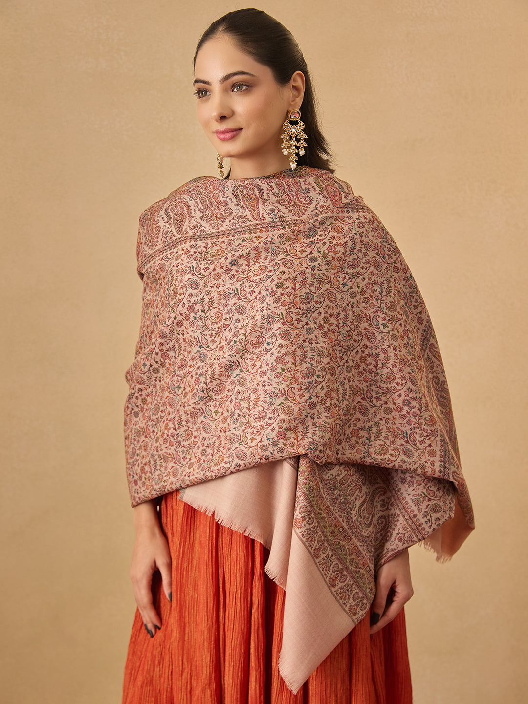 Pashmoda Women Gulbadan Kashmiri Jamawar Woven Shawl (Size: 101X203 CM)