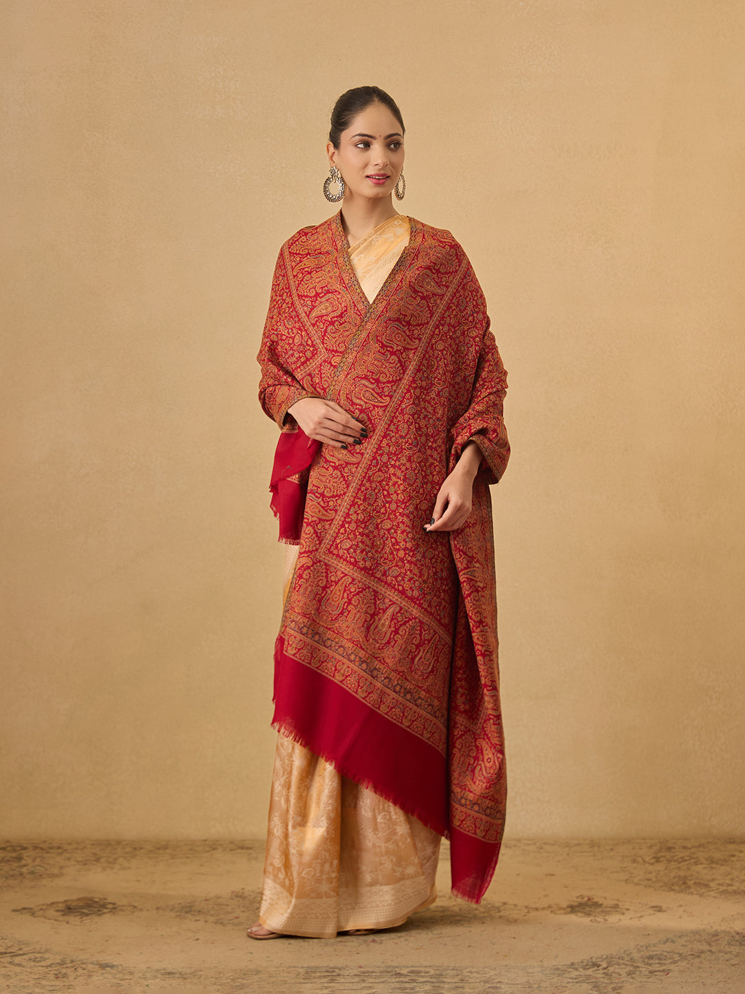 Pashmoda Women Gulbadn Kashmiri Jamawar Woven Shawl (Size: 101X203 CM)