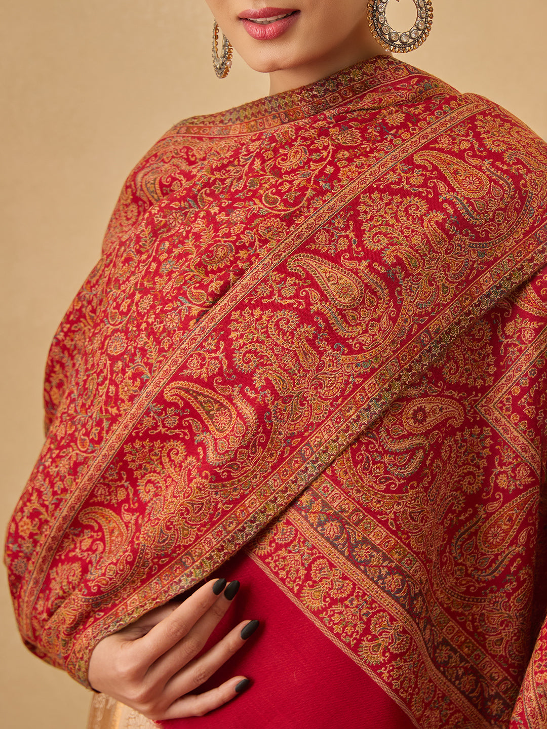 Pashmoda Women Gulbadn Kashmiri Jamawar Woven Shawl (Size: 101X203 CM)