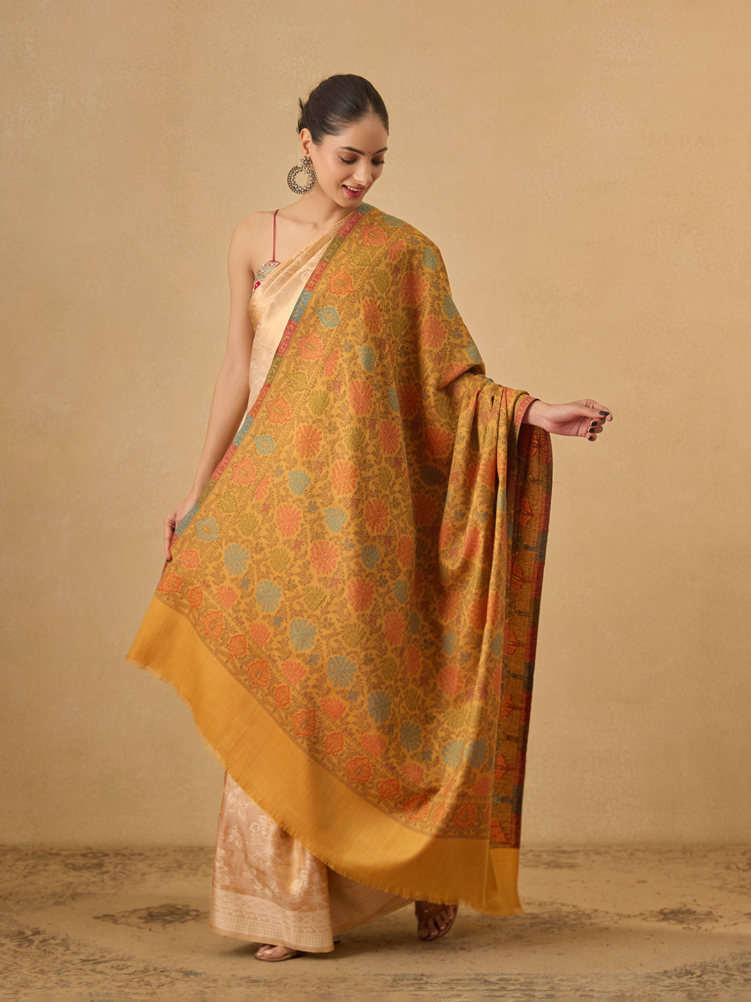 Pashmoda Women Nazrana Kashmiri Jamawar Woven Shawl (Size: 101X203 CM)