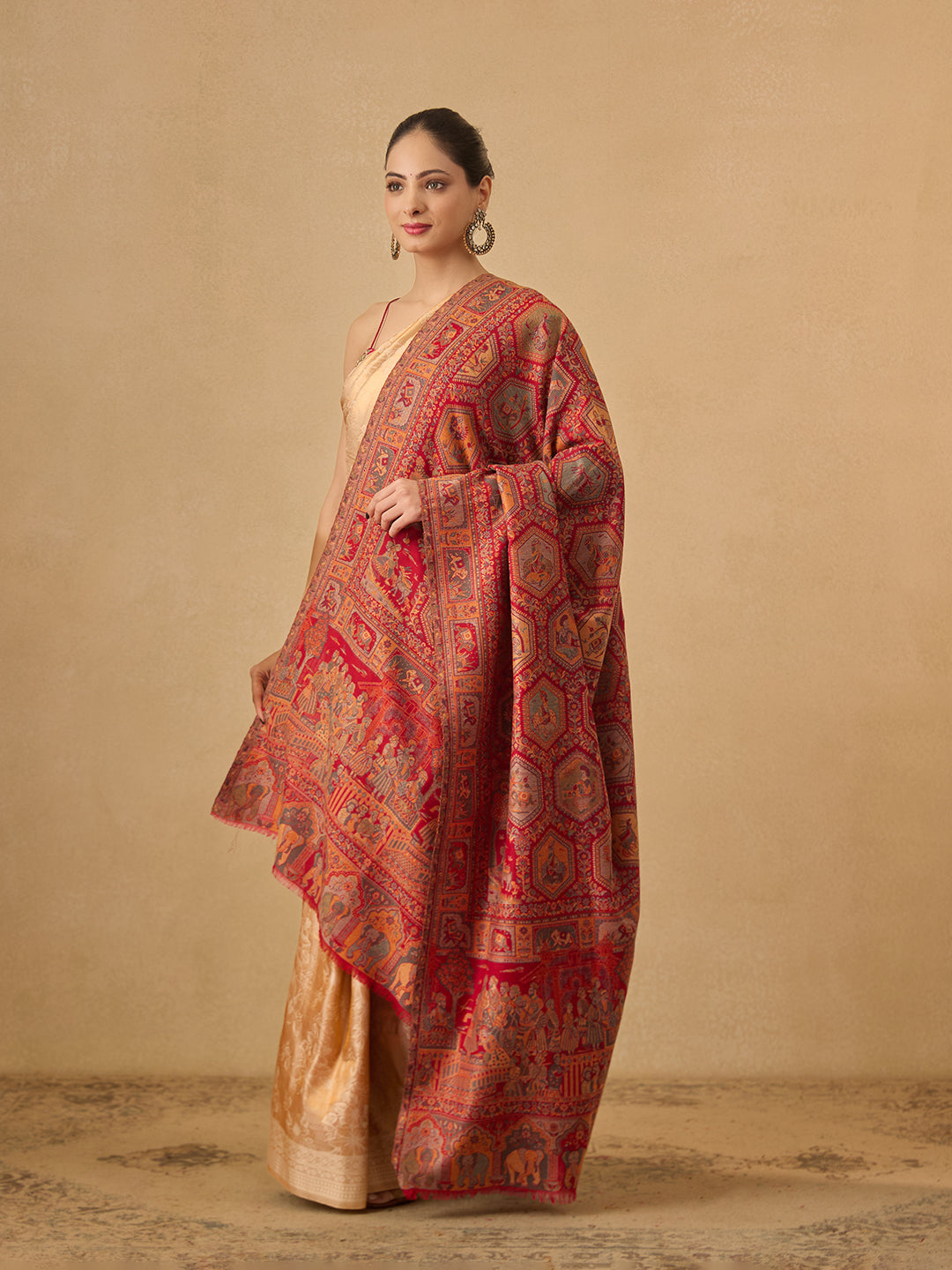 Pashmoda Women Darbari Kaani Wool Blend Kashmiri Shawl (Size: 101X203 CM)