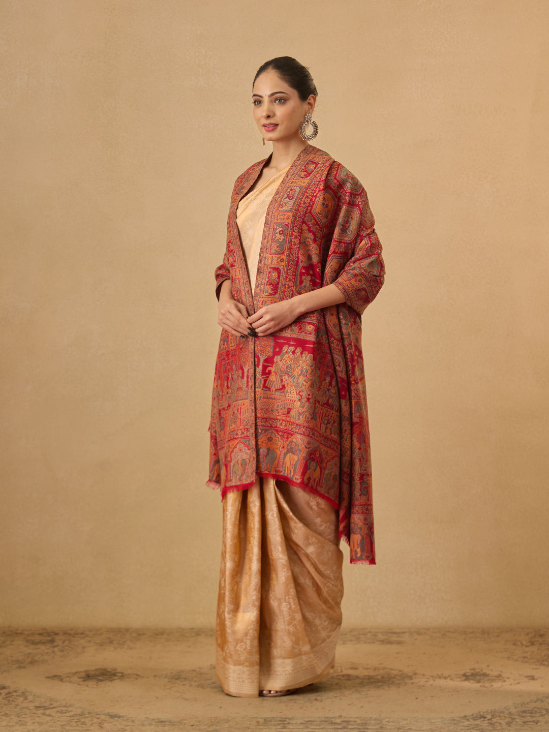 Pashmoda Women Darbari Kaani Wool Blend Kashmiri Shawl (Size: 101X203 CM)