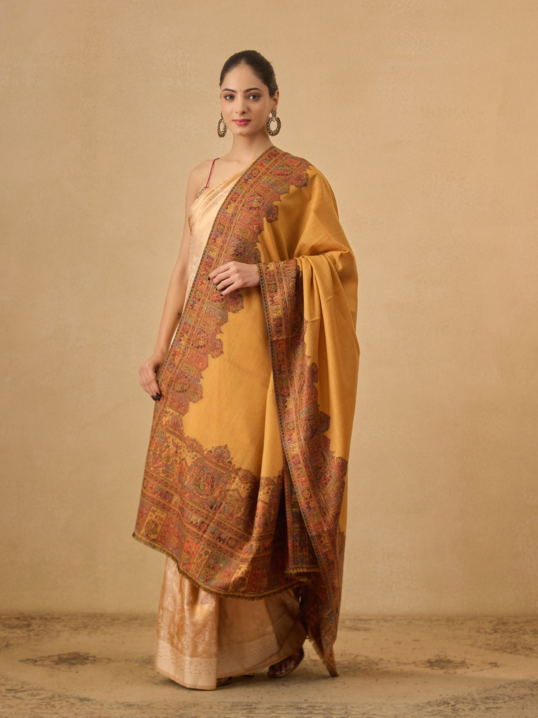 Pashmoda Women Arcadia Borders Kashmiri Jamawar Woven Shawl (Size: 101X203 CM)