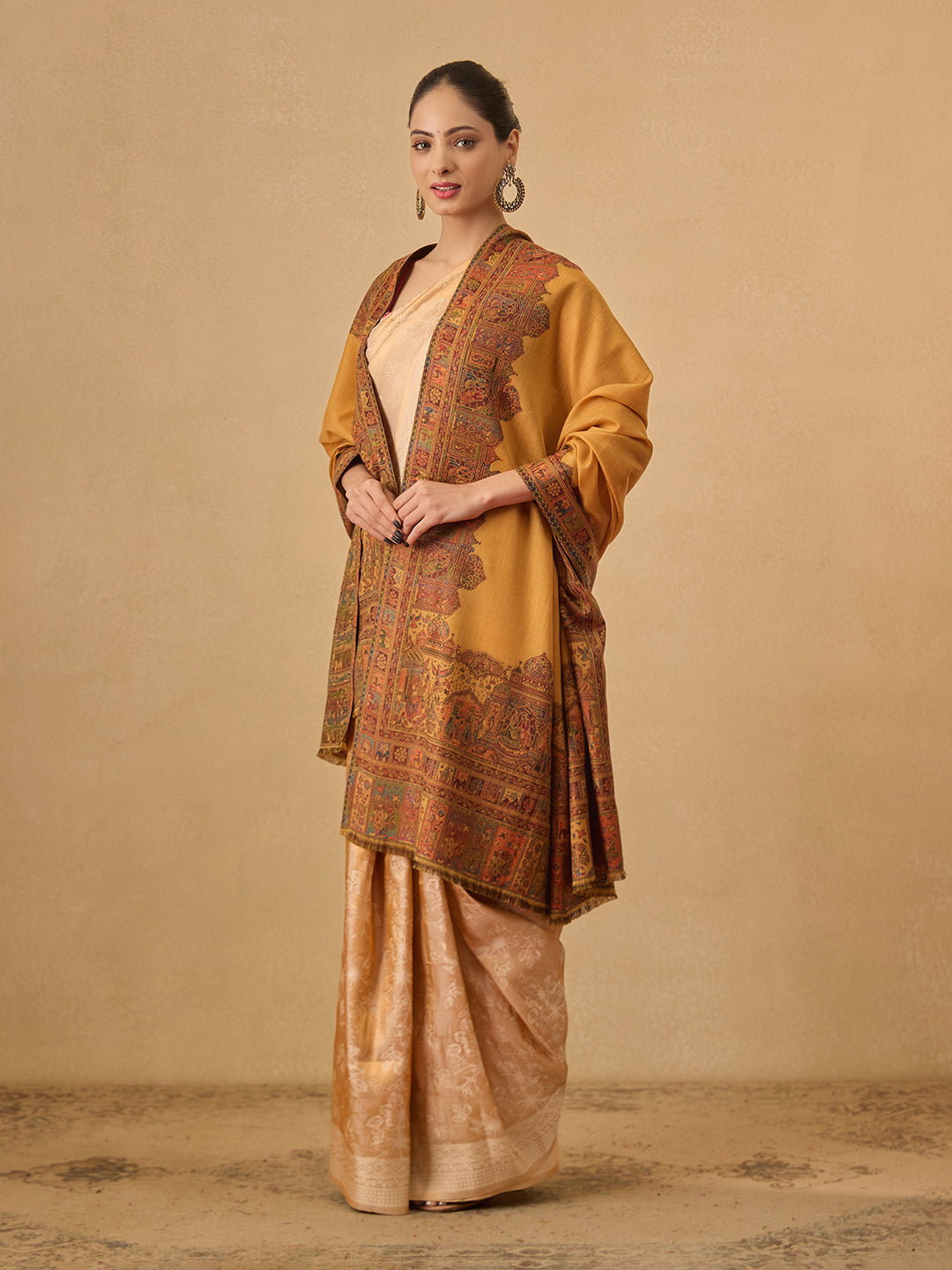 Pashmoda Women Arcadia Borders Kashmiri Jamawar Woven Shawl (Size: 101X203 CM)