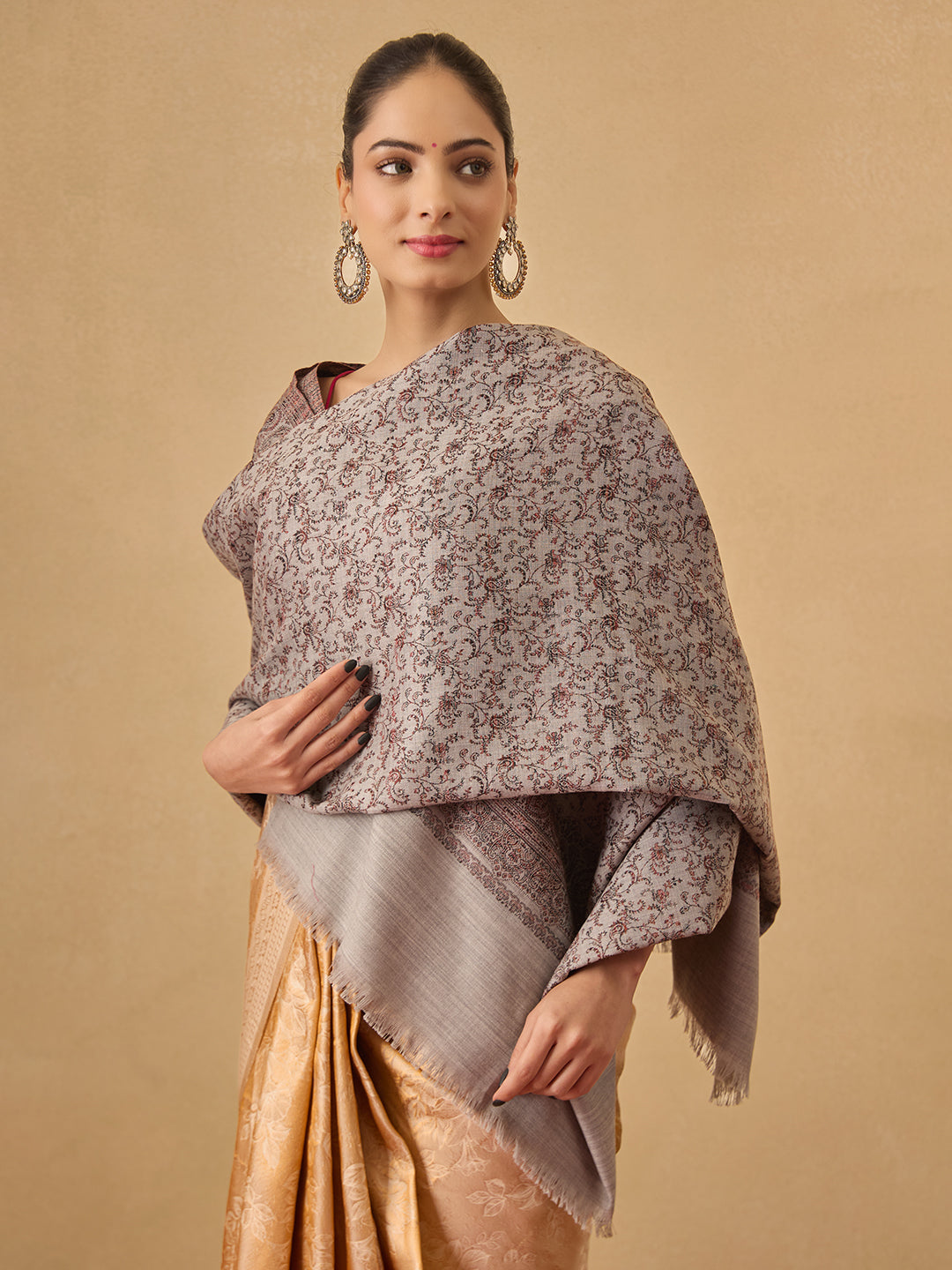 Pashmoda Women Meher Jaal Kashmiri Jamawar Woven Shawl (Size: 101X203 CM)