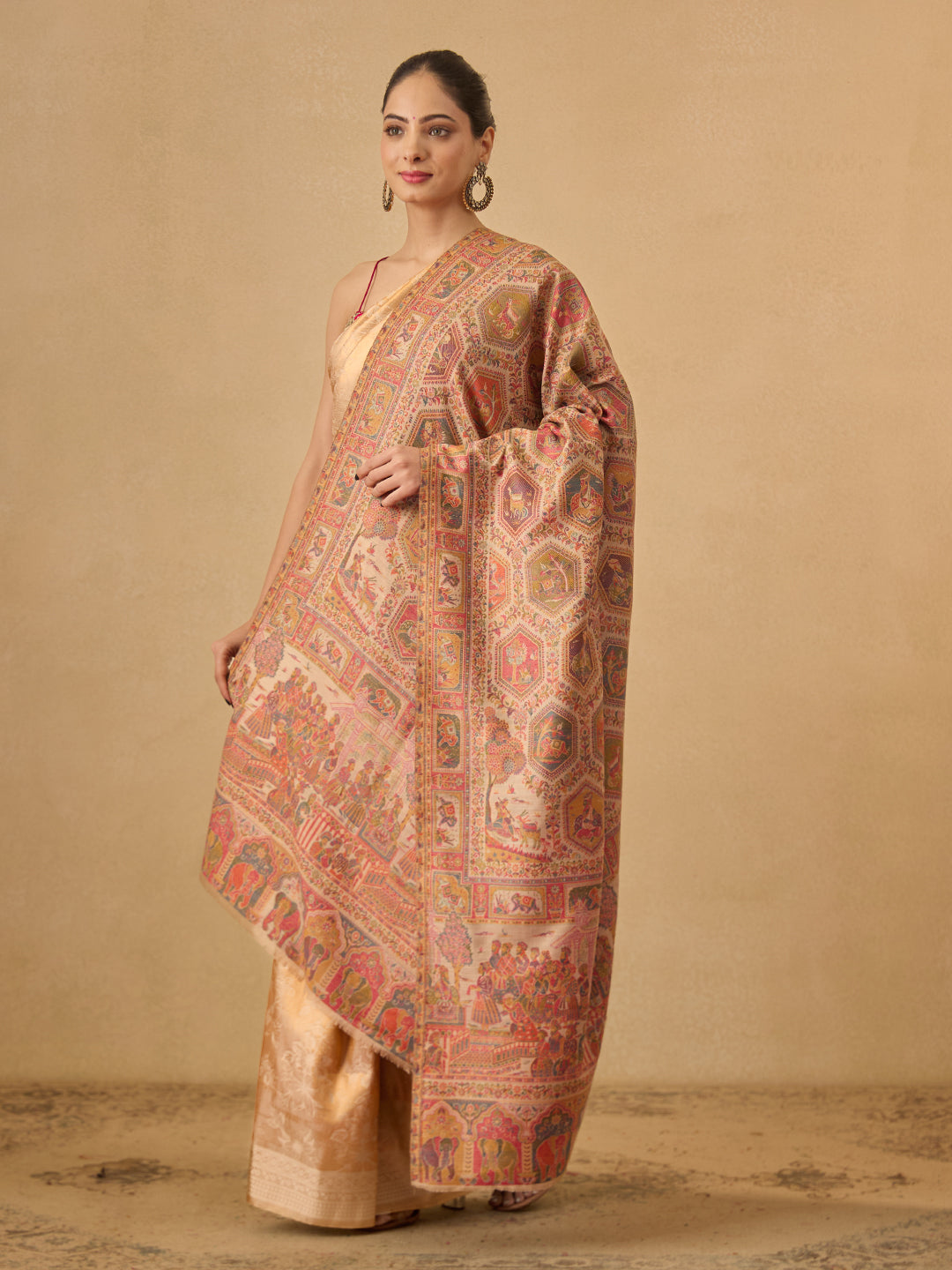 Pashmoda Women Darbari Kaani Wool Blend Kashmiri Shawl (Size: 101X203 CM)