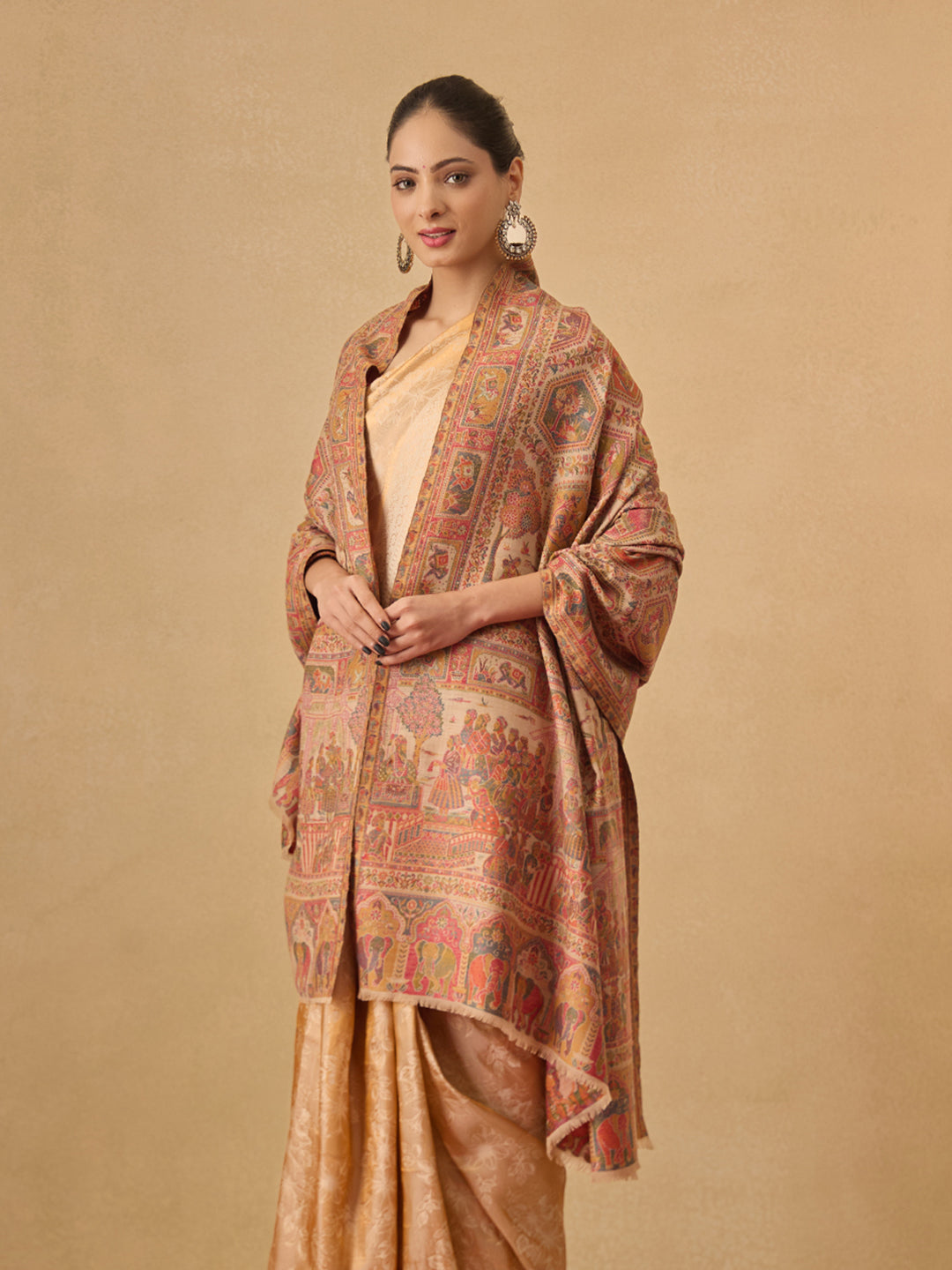 Pashmoda Women Darbari Kaani Wool Blend Kashmiri Shawl (Size: 101X203 CM)