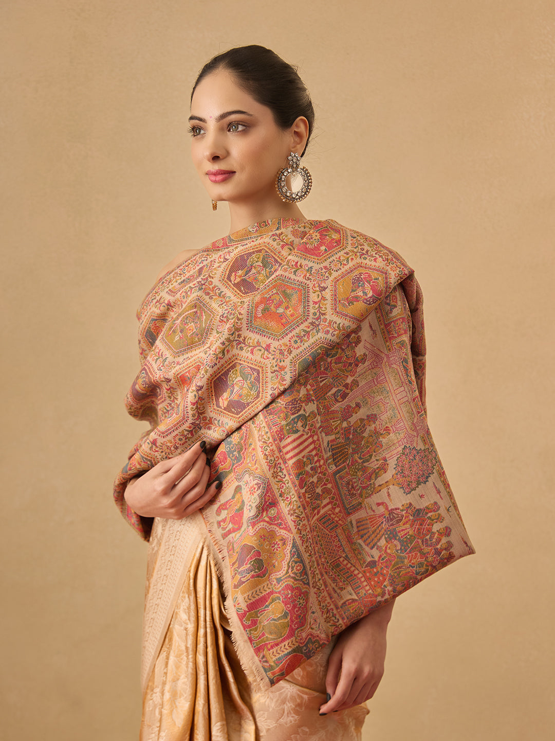 Pashmoda Women Darbari Kaani Wool Blend Kashmiri Shawl (Size: 101X203 CM)