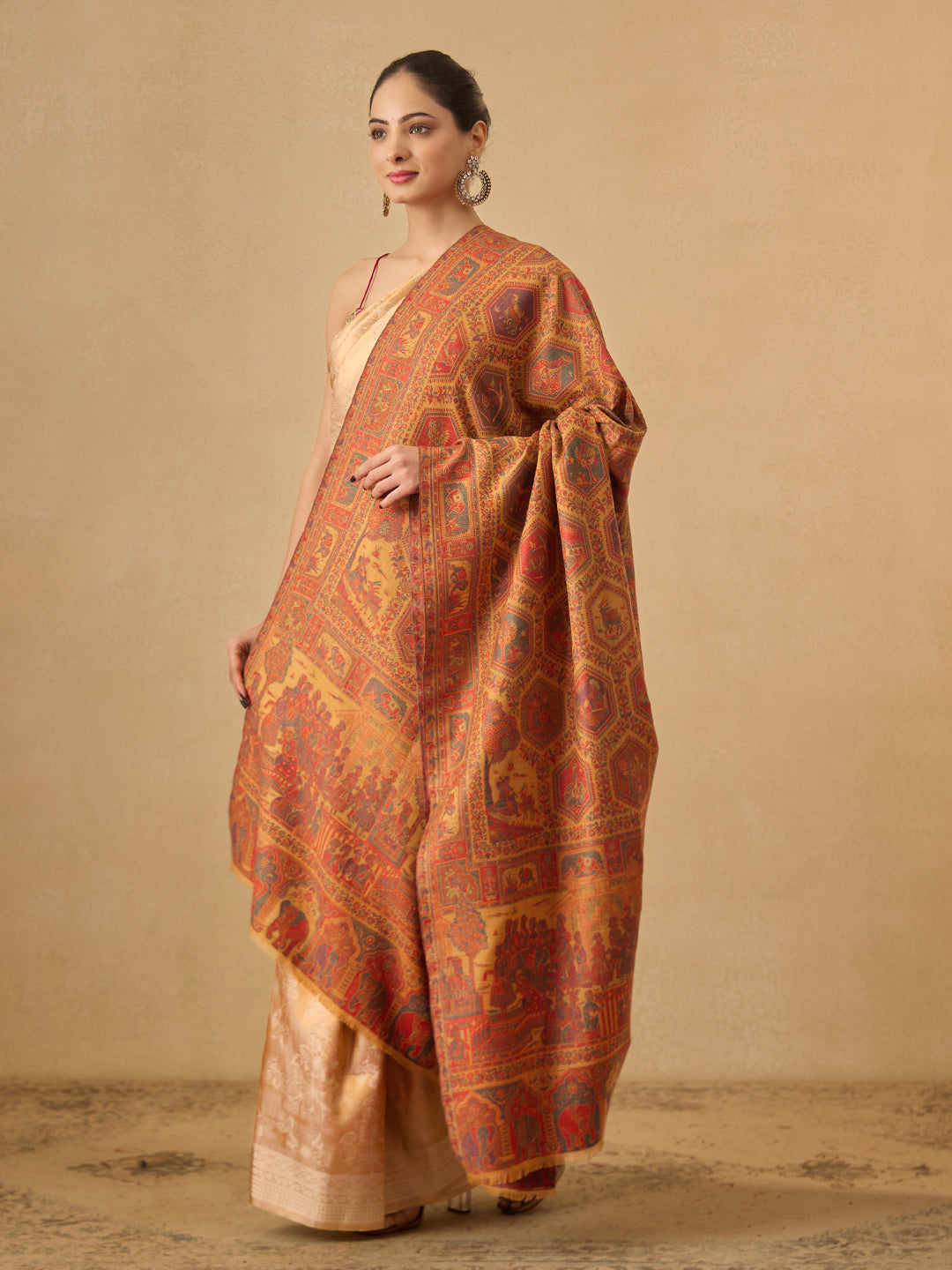 Pashmoda Women Darbari Kaani Wool Blend Kashmiri Shawl (Size: 101X203 CM)