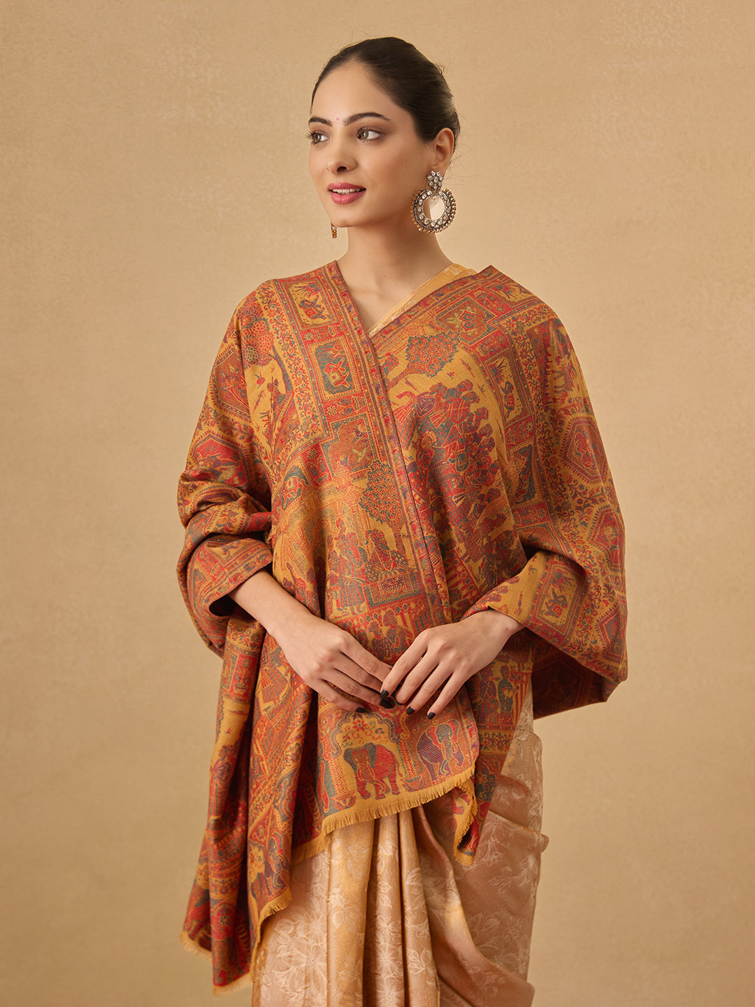 Pashmoda Women Darbari Kaani Wool Blend Kashmiri Shawl (Size: 101X203 CM)