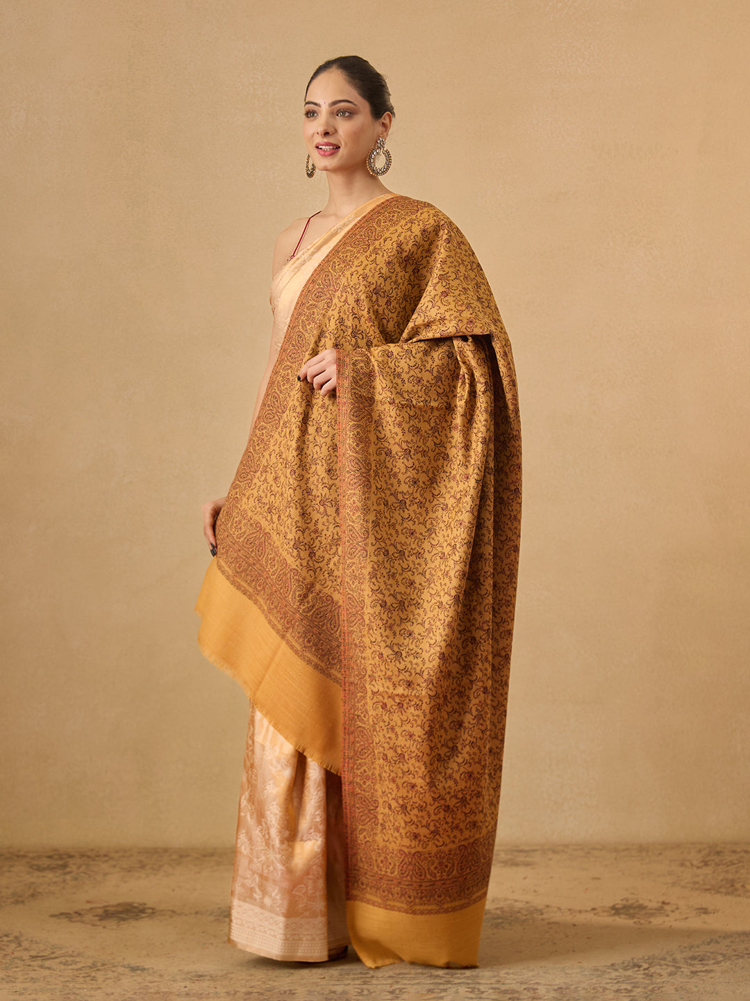 Pashmoda Women Meher Jaal Kashmiri Jamawar Woven Shawl (Size: 101X203 CM)