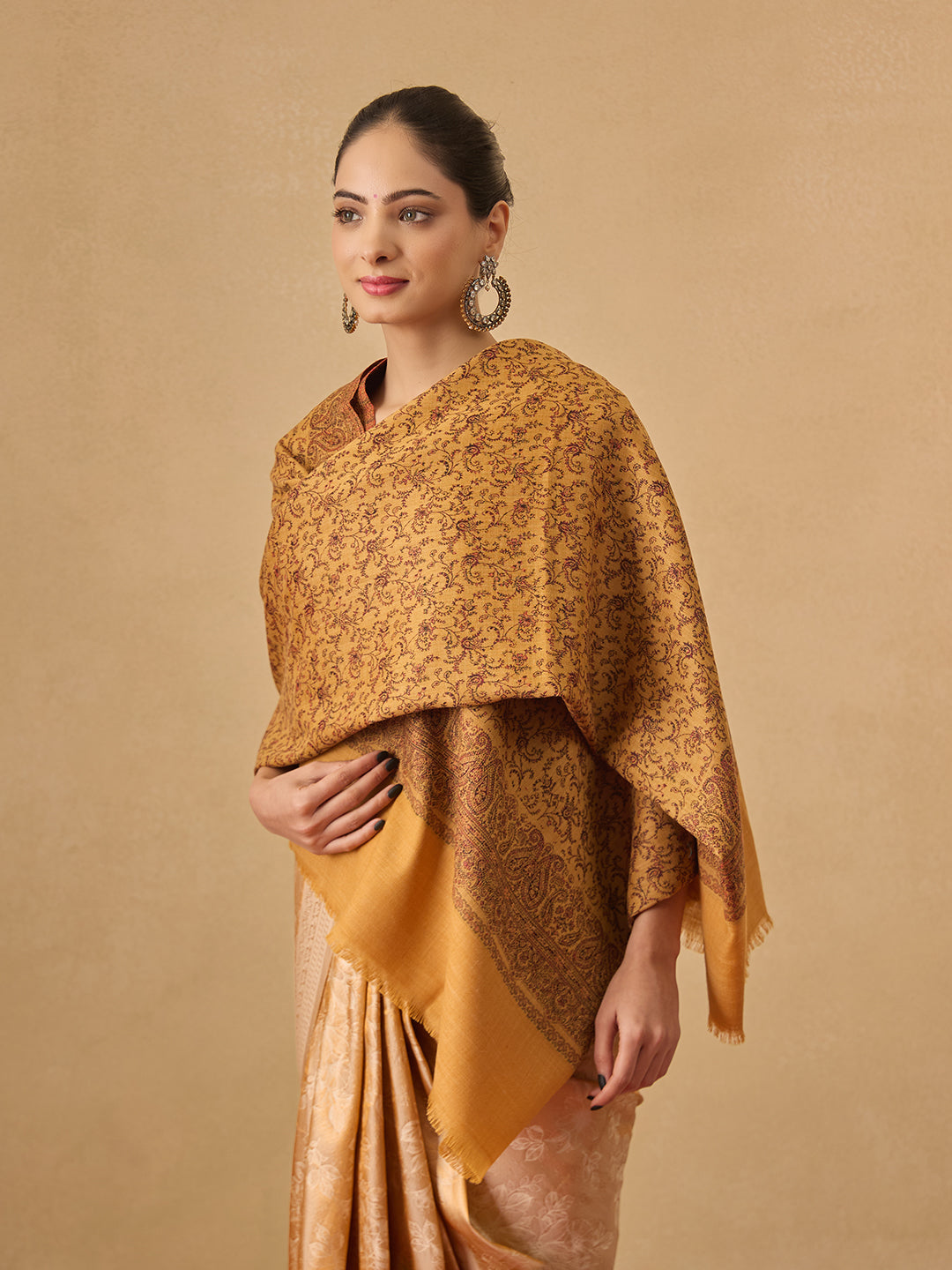 Pashmoda Women Meher Jaal Kashmiri Jamawar Woven Shawl (Size: 101X203 CM)