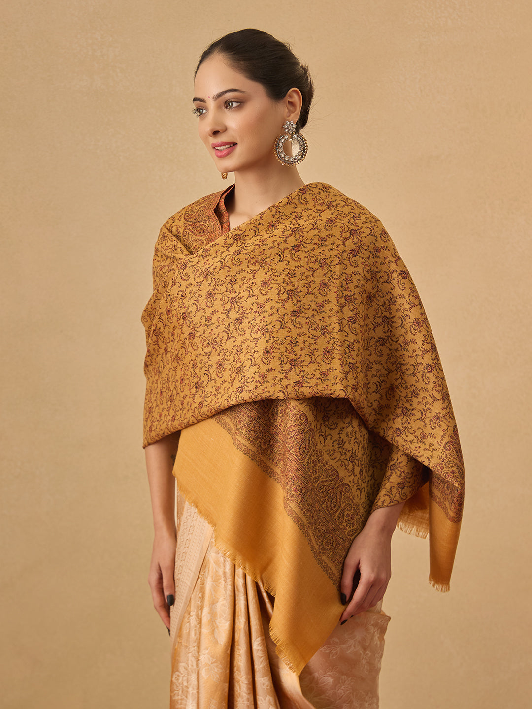 Pashmoda Women Meher Jaal Kashmiri Jamawar Woven Shawl (Size: 101X203 CM)