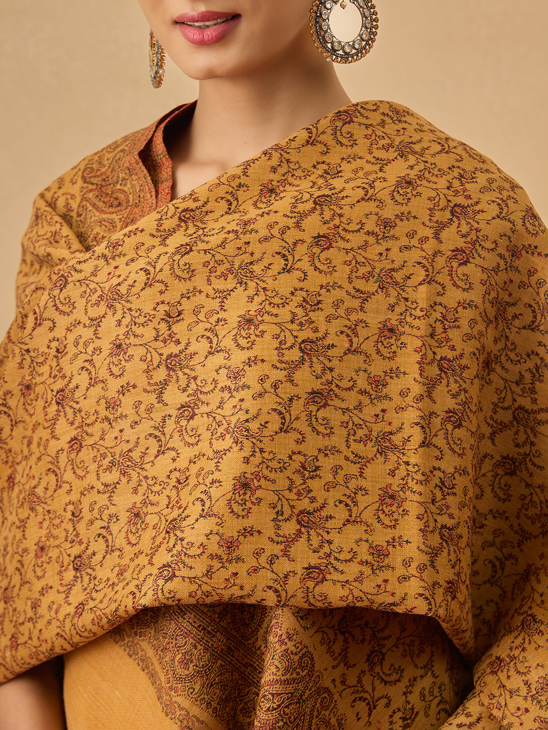 Pashmoda Women Meher Jaal Kashmiri Jamawar Woven Shawl (Size: 101X203 CM)