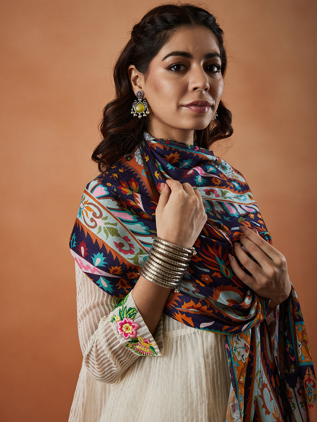 Women Nazakat Fine Soft Bamboo Fibre Stole (Size : 71X203 CM)