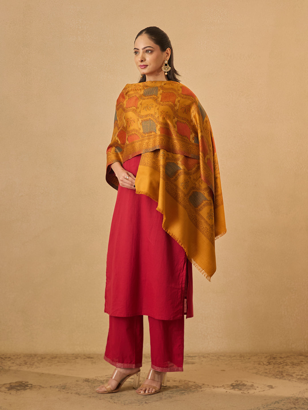 Pashmoda Women Floral Geometry Kaani Stole (Size : 71X203 CM)