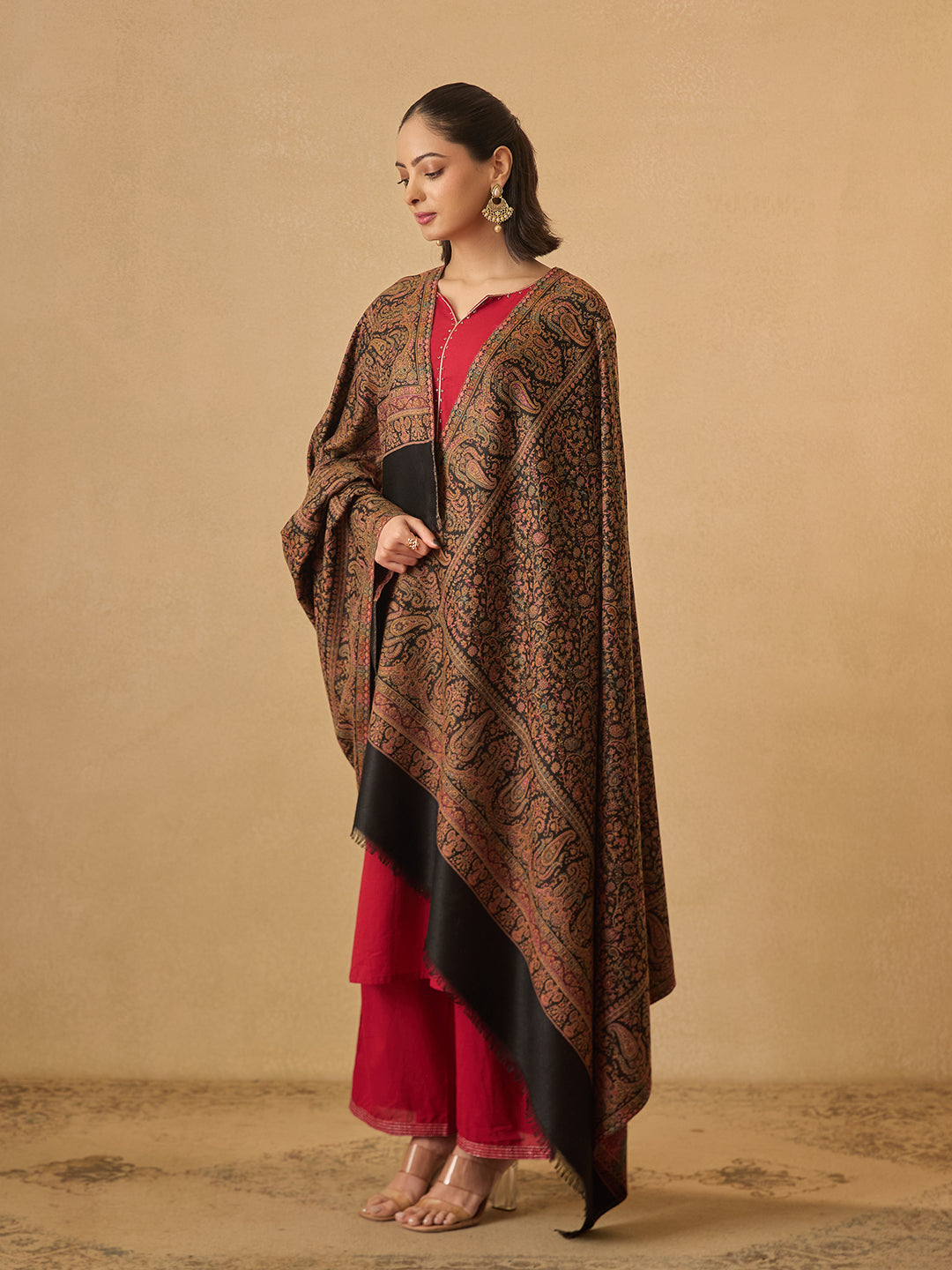 Pashmoda Women Gulbadn Kashmiri Jamawar Woven Shawl (Size: 101X203 CM)