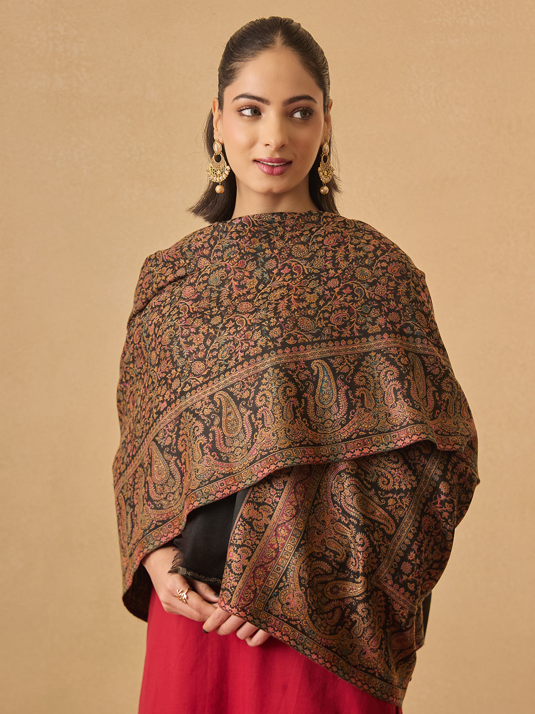 Pashmoda Women Gulbadn Kashmiri Jamawar Woven Shawl (Size: 101X203 CM)