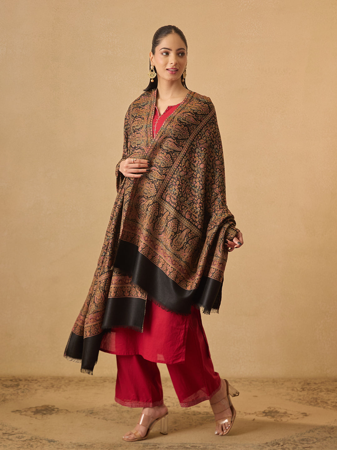 Pashmoda Women Gulbadn Kashmiri Jamawar Woven Shawl (Size: 101X203 CM)