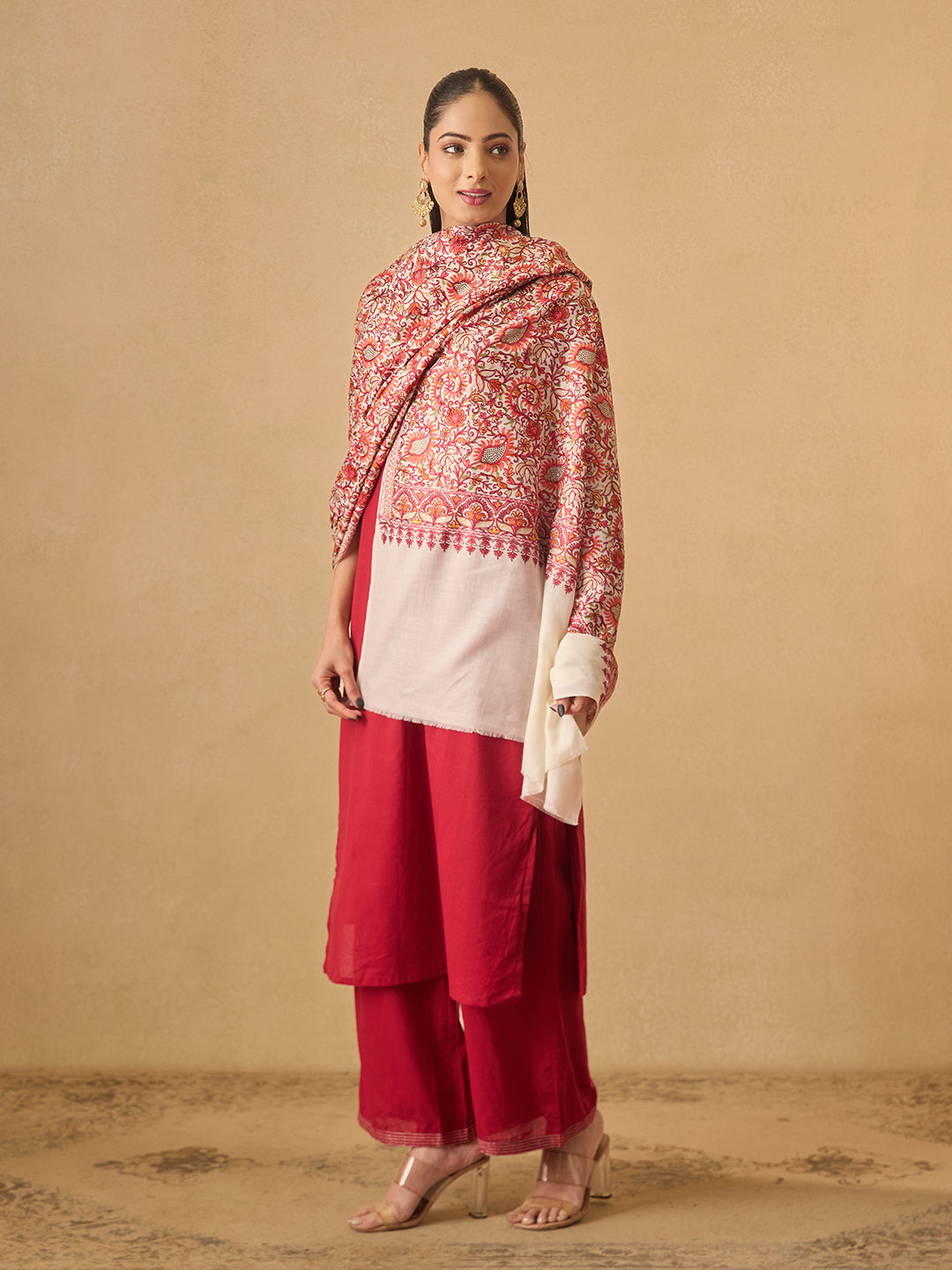 Pashmoda Women Ruhani Fine Wool Nalki Hand Embroidered Shawl (Size: 101x203 Cm)