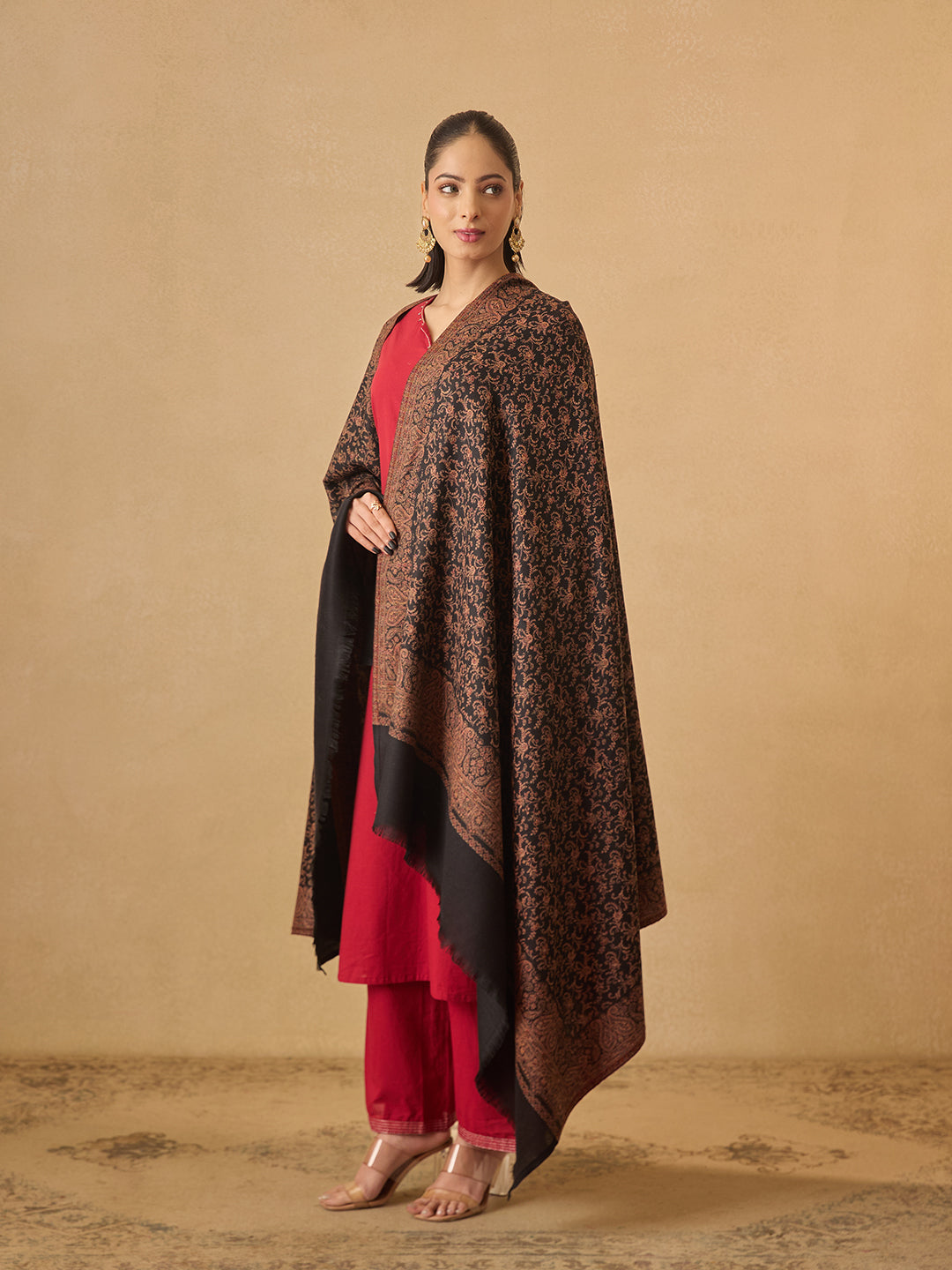 Pashmoda Women Meher Jaal Kashmiri Jamawar Woven Shawl (Size: 101X203 CM)