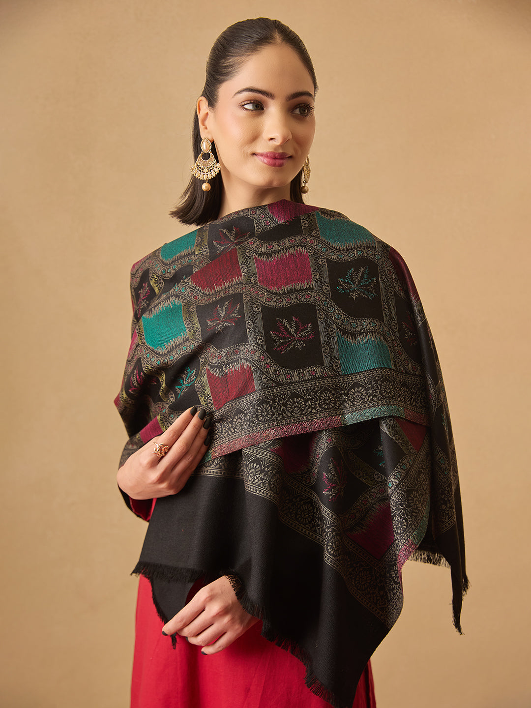 Pashmoda Women Floral Geometry Kaani Stole (Size : 71X203 CM)