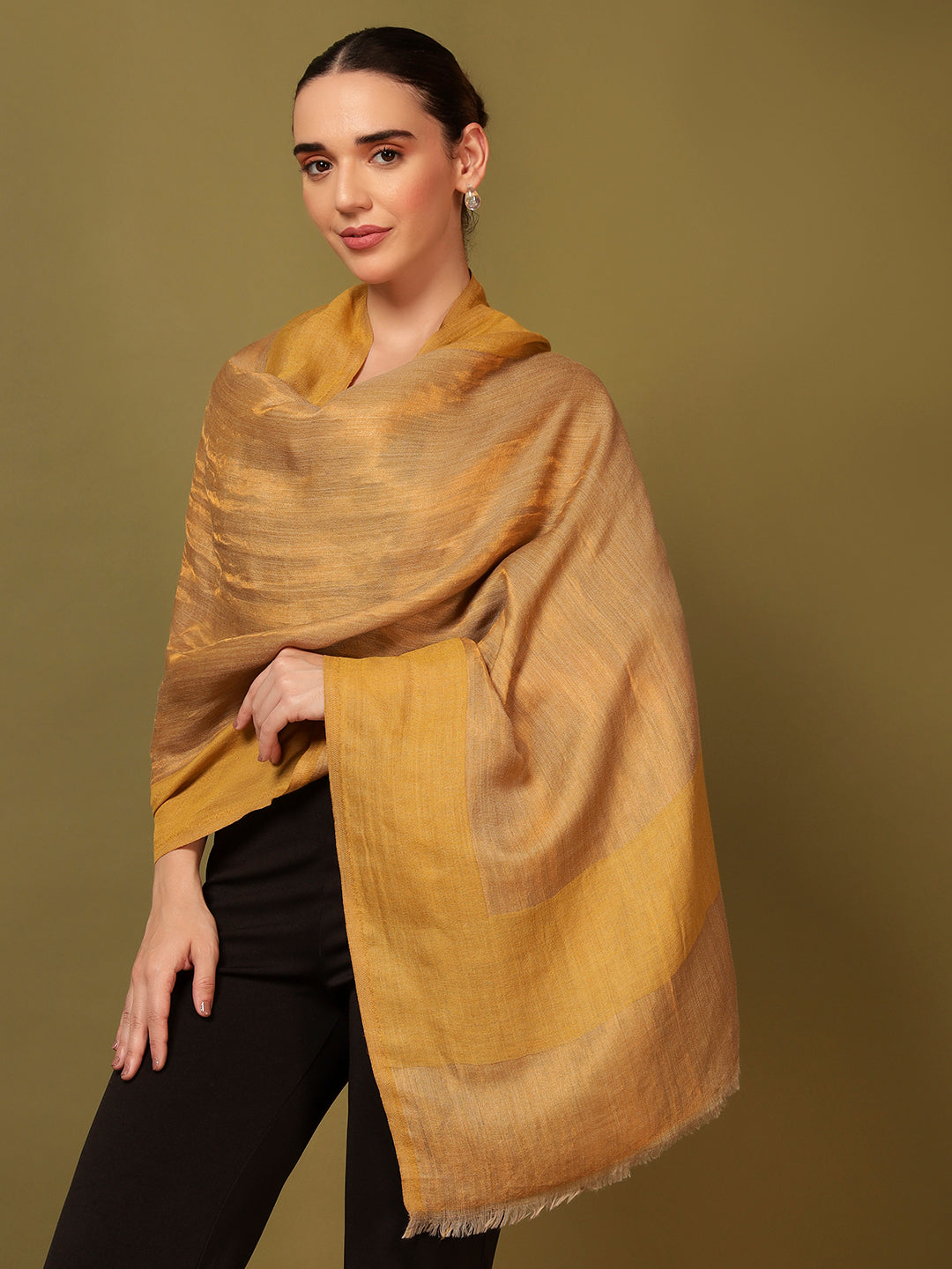 His and Her Gift Set of Zari Stoles With Wooden Gift Box