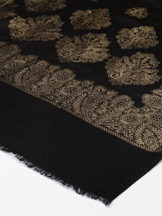 Women’s Kaani Stole with Silky Zari Weave, Shawl, Wrap (Size 28X80 inches)