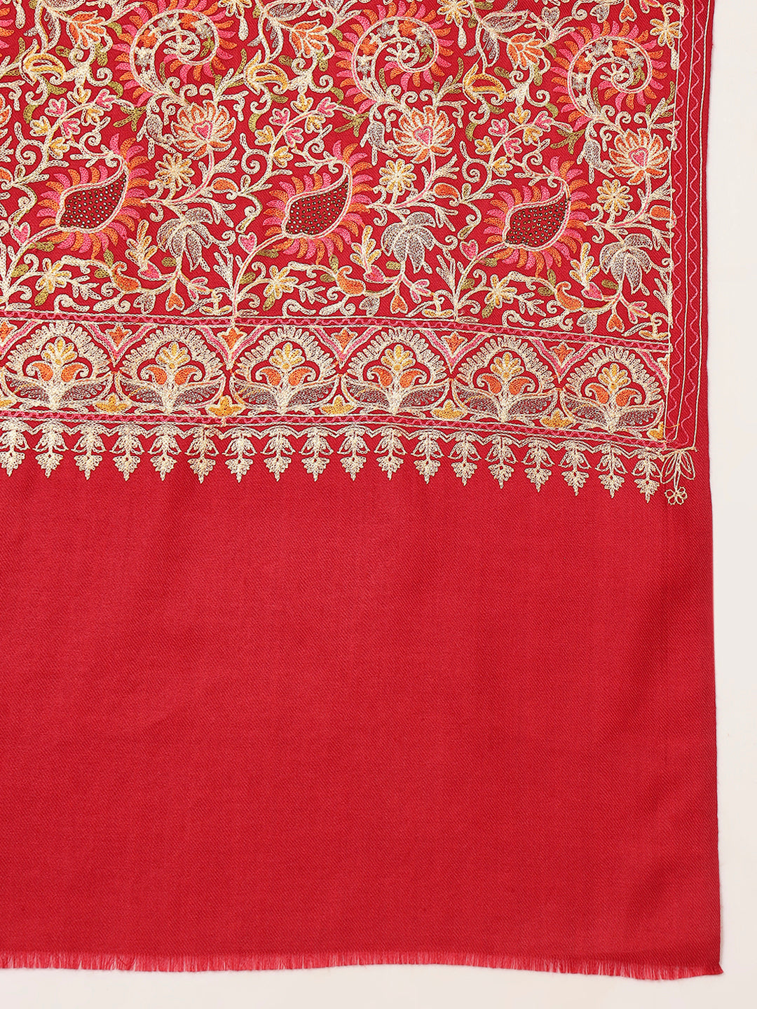 Pashmoda Women Ruhani Fine Wool Nalki Hand Embroidered Shawl (Size: 101x203 Cm)