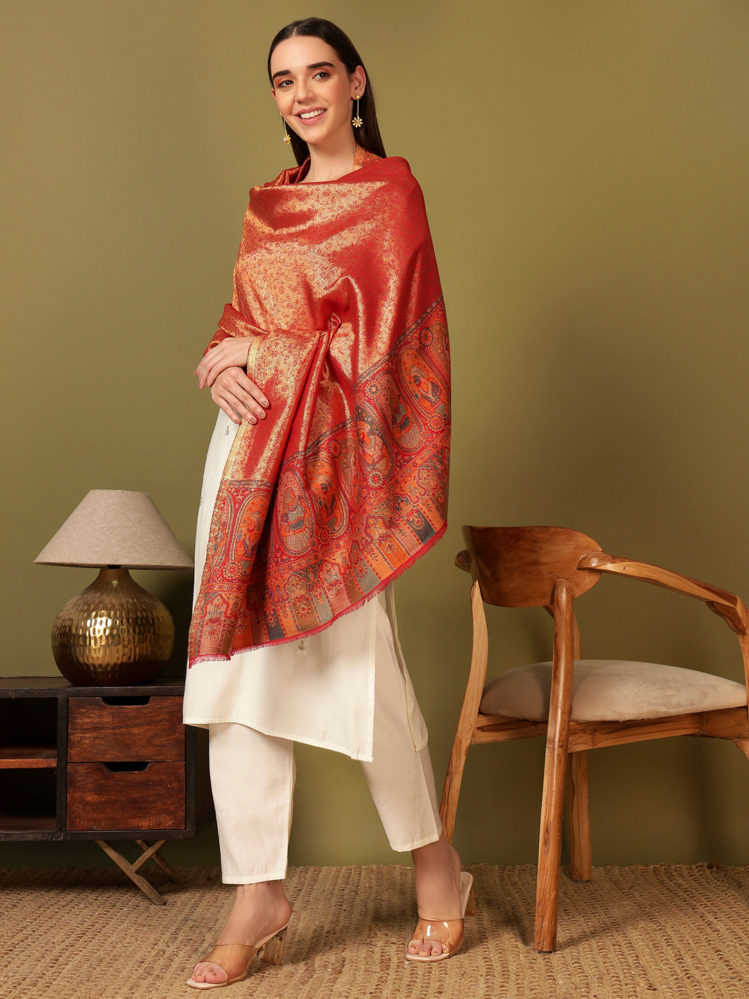 Pashmoda Women Silsila Zari Kaani Fine Wool Shawl (Size: 101X203 CM)