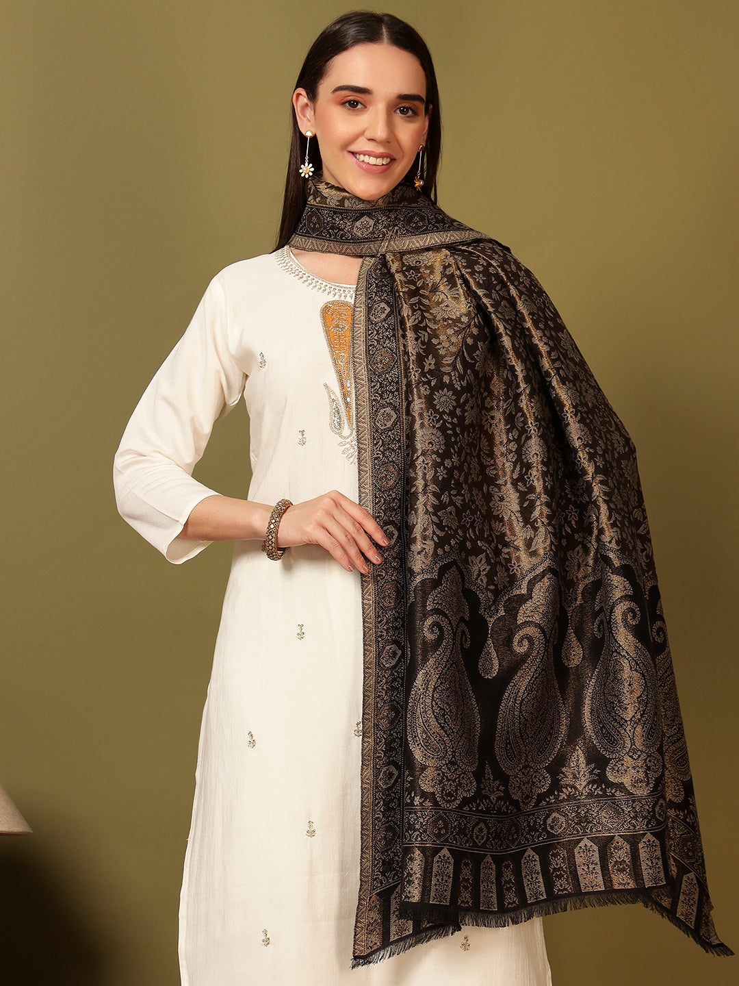 Pashmoda Women Hunar Zari Kaani Fine Wool Shawl (Size: 101x203 cm)