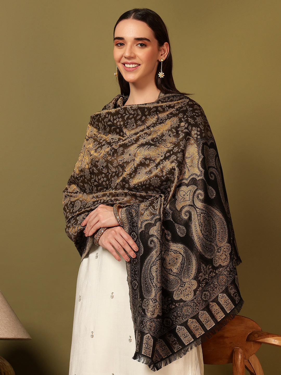 Pashmoda Women Hunar Zari Kaani Fine Wool Shawl (Size: 101x203 cm)