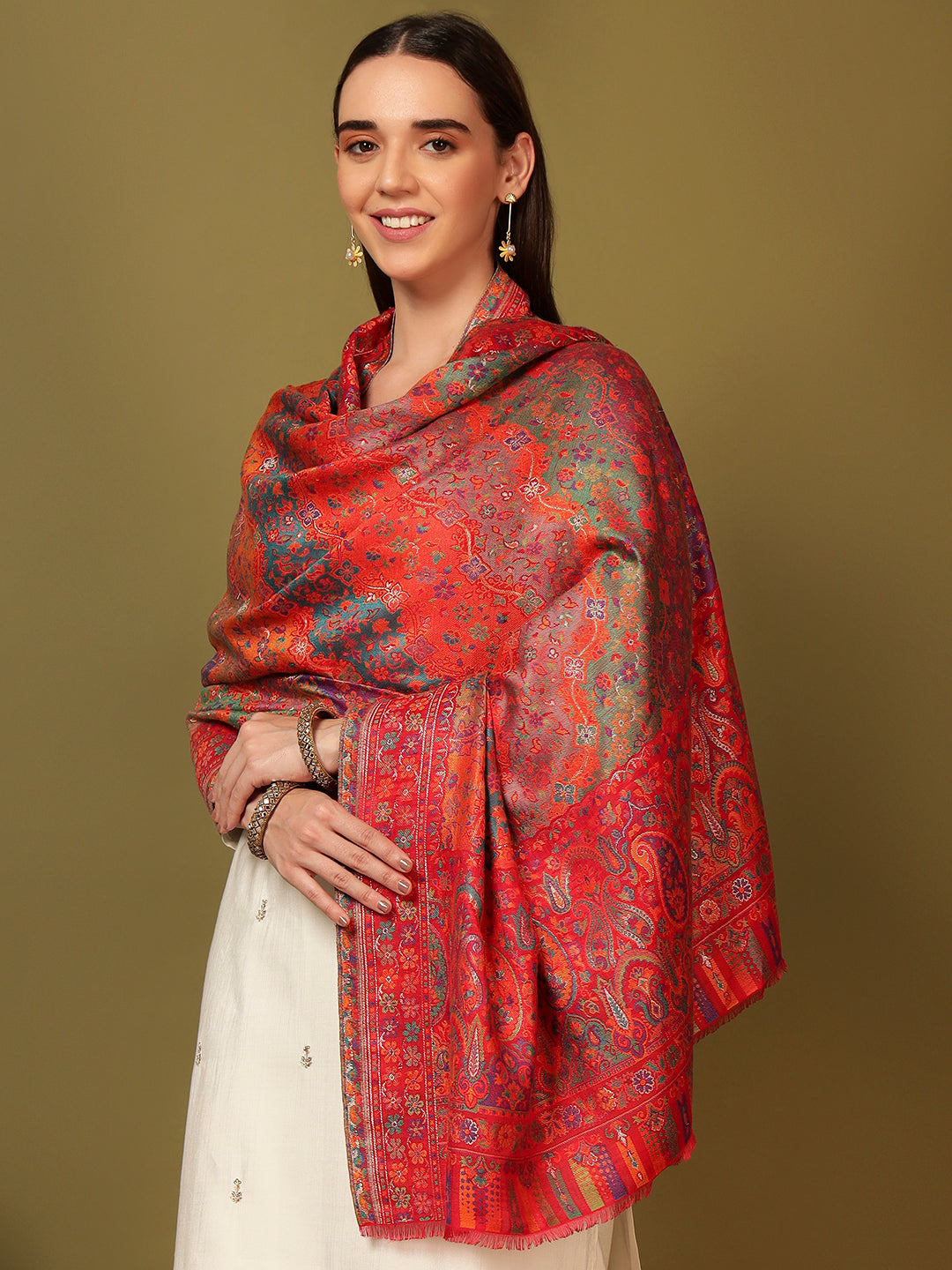 Pashmoda Women Libaas Zari Kaani Fine Wool Shawl (Size: 101X203 CM)