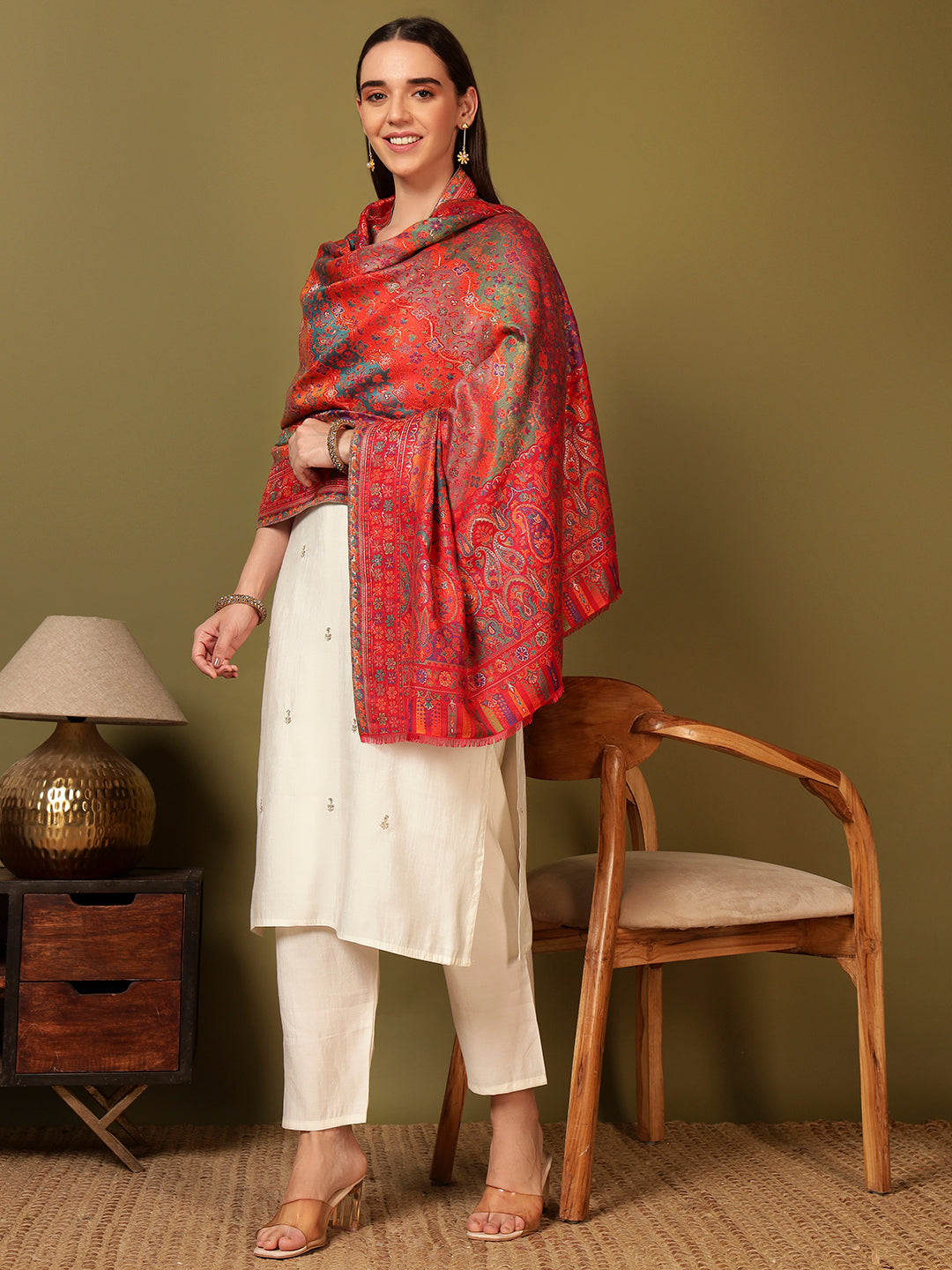 Pashmoda Women Libaas Zari Kaani Fine Wool Shawl (Size: 101X203 CM)