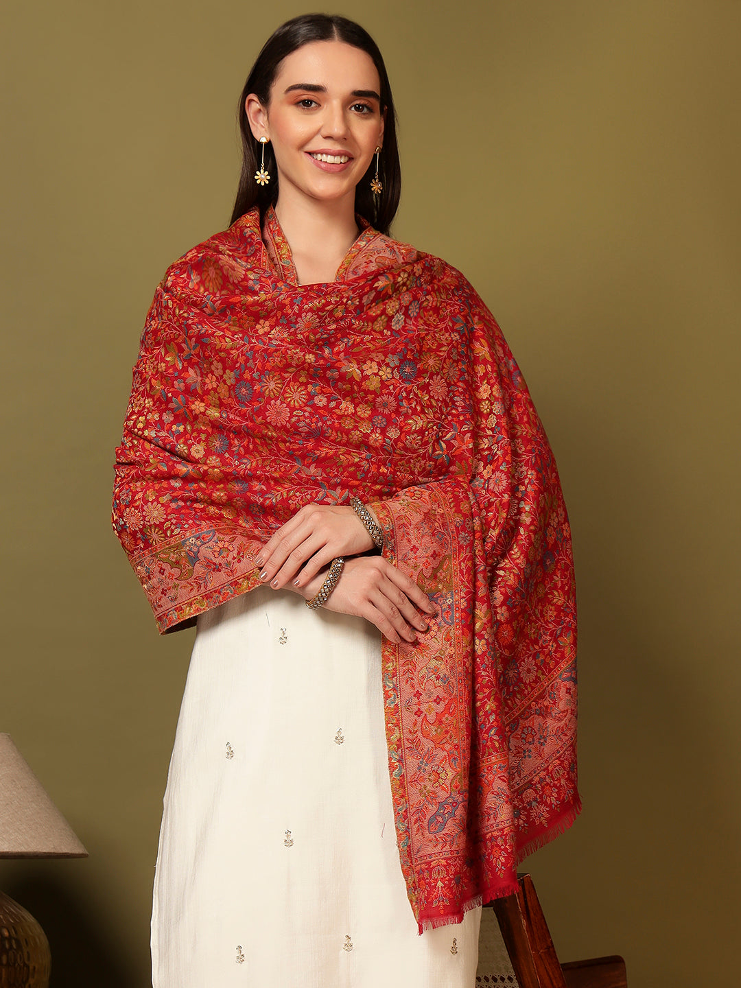 Pashmoda Women Nazrana Kaani Wool Blend Kashmiri Shawl (Size: 101X203 CM)