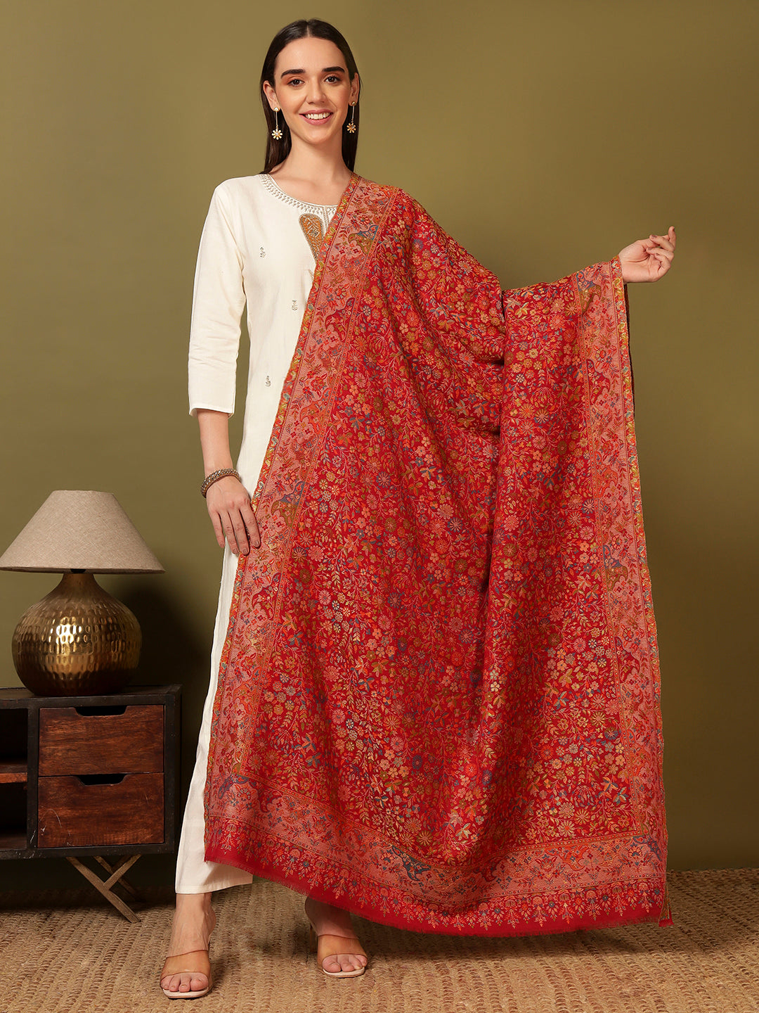 Pashmoda Women Nazrana Kaani Wool Blend Kashmiri Shawl (Size: 101X203 CM)