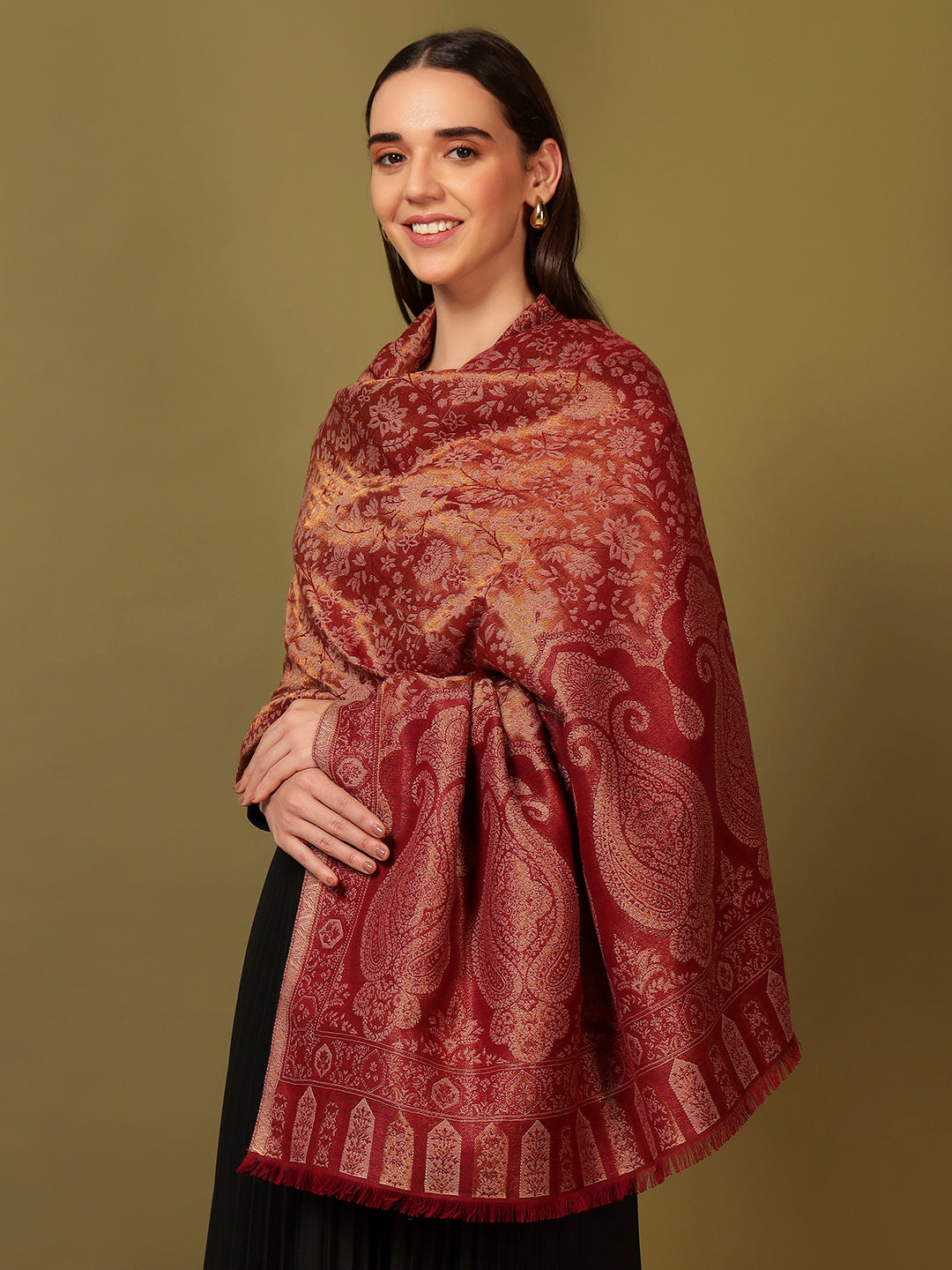 Pashmoda Women Hunar Zari Kaani Fine Wool Shawl (Size: 101x203 cm)