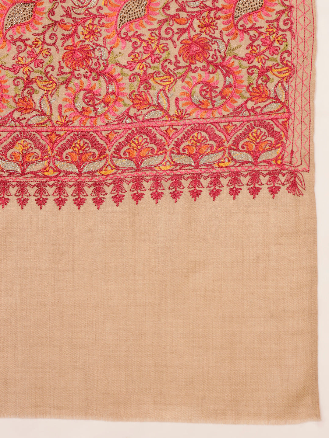 Pashmoda Women Ruhani Fine Wool Nalki Hand Embroidered Shawl (Size: 101x203 Cm)