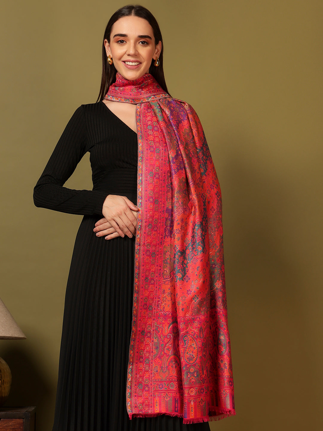 Pashmoda Women Libaas Zari Kaani Fine Wool Shawl (Size: 101X203 CM)