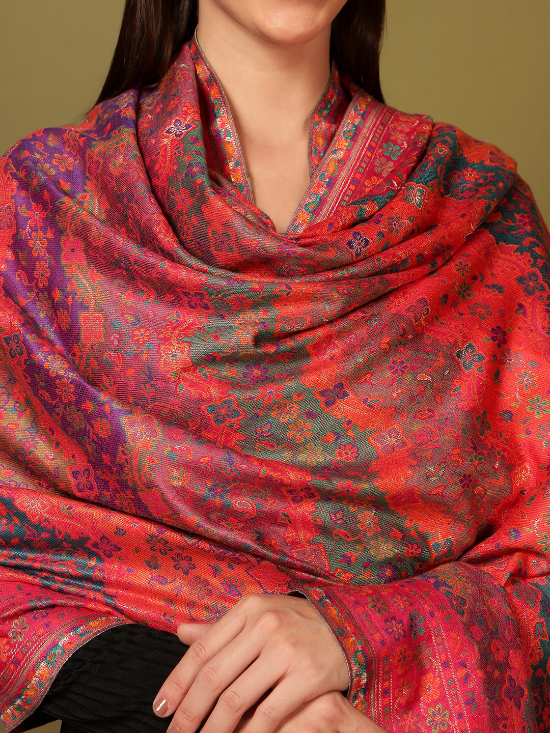 Pashmoda Women Libaas Zari Kaani Fine Wool Shawl (Size: 101X203 CM)