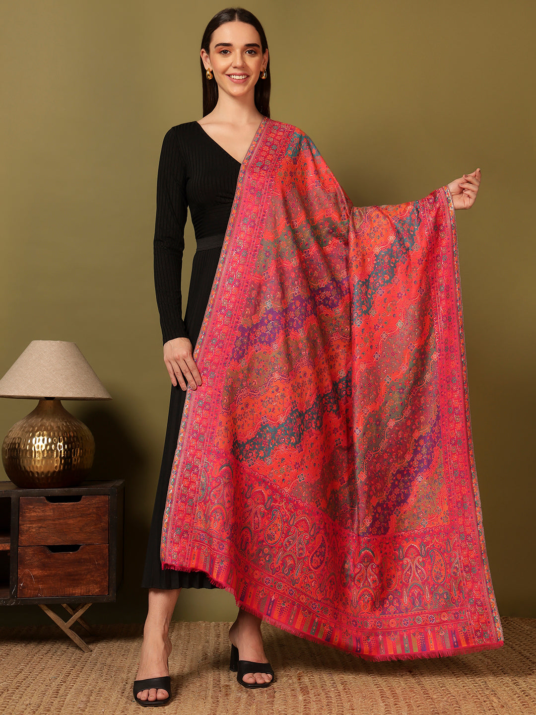 Pashmoda Women Libaas Zari Kaani Fine Wool Shawl (Size: 101X203 CM)