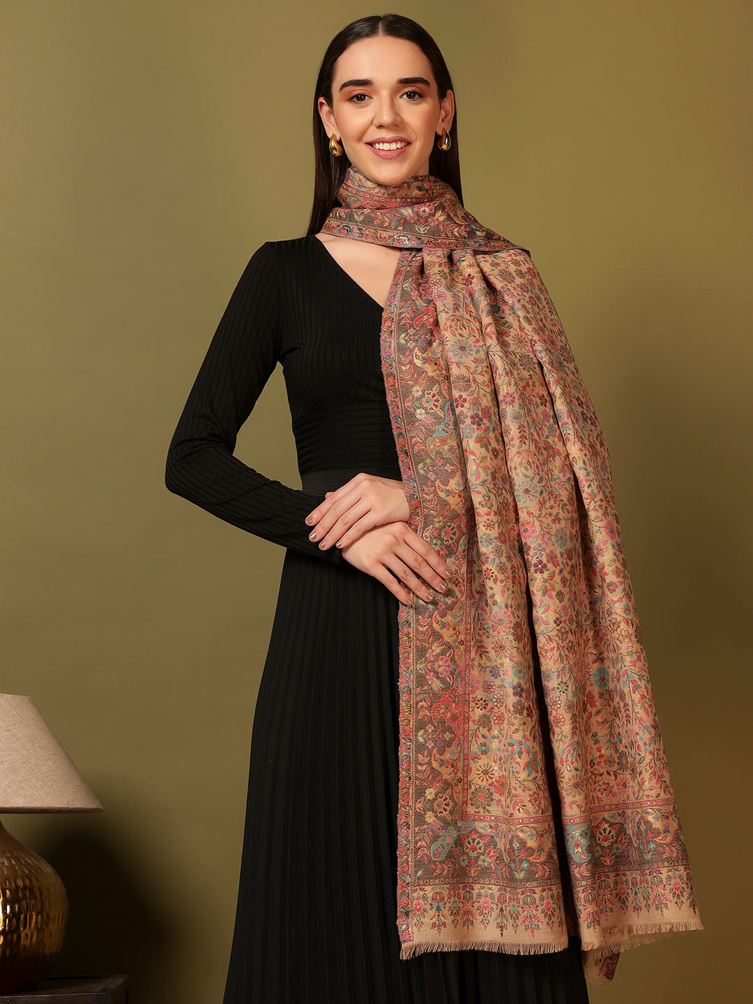 Pashmoda Women Nazrana Kaani Wool Blend Kashmiri Shawl (Size: 101X203 CM)