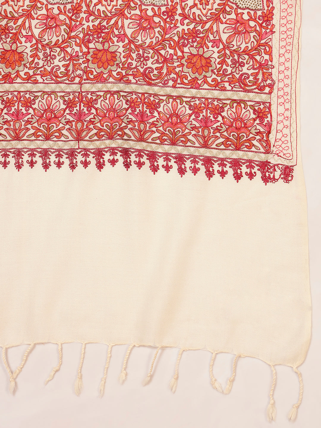 Pashmoda Women Hunar Fine Wool Nalki Embroidered Stole (Size : 71X203 CM)