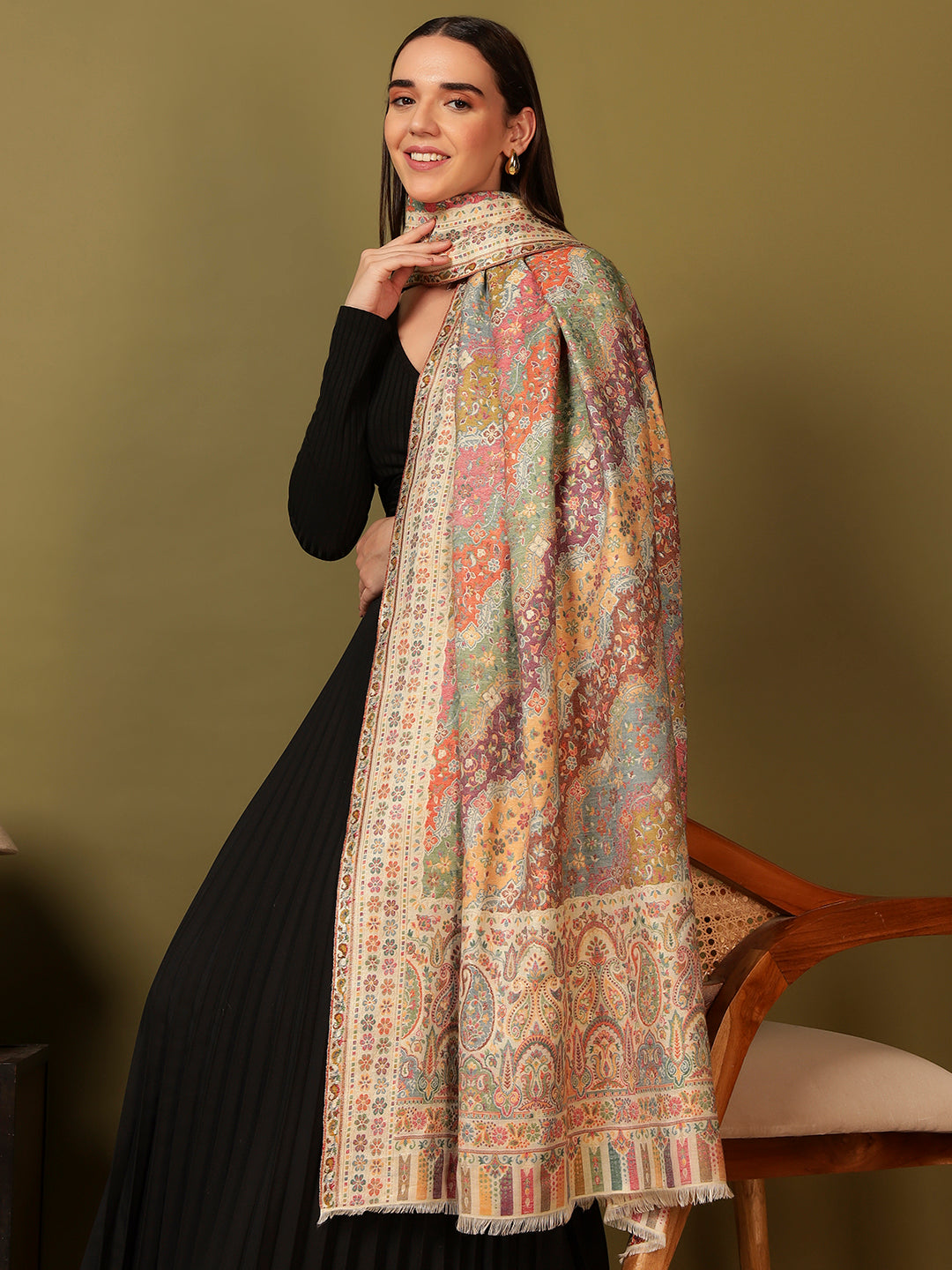 Pashmoda Women Libaas Zari Kaani Fine Wool Shawl (Size: 101X203 CM)