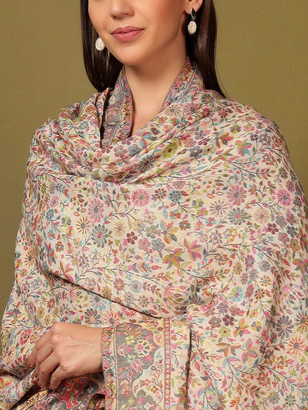 Pashmoda Women Nazrana Kaani Wool Blend Kashmiri Shawl (Size: 101X203 CM)