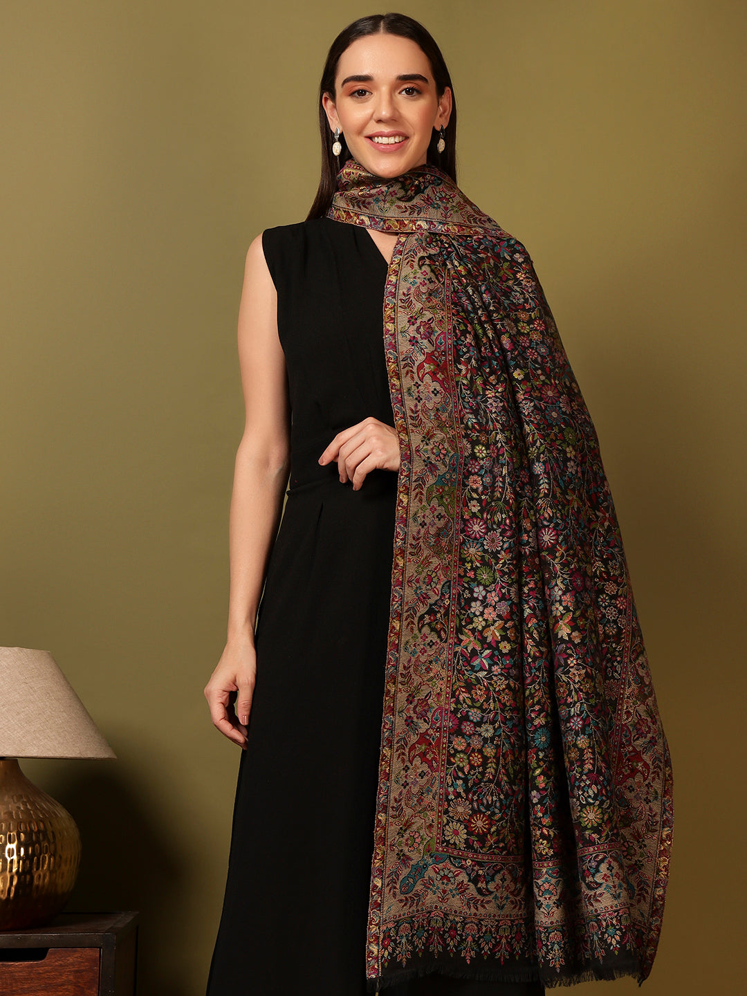 Pashmoda Women Nazrana Kaani Wool Blend Kashmiri Shawl (Size: 101X203 CM)