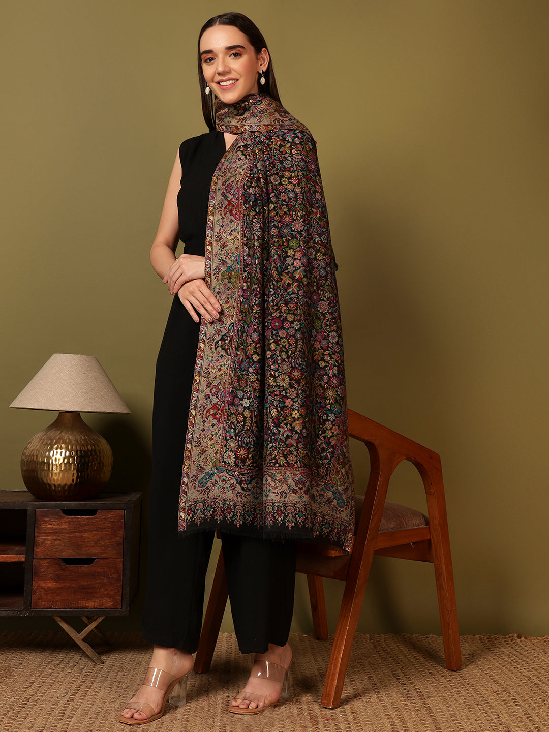 Pashmoda Women Nazrana Kaani Wool Blend Kashmiri Shawl (Size: 101X203 CM)