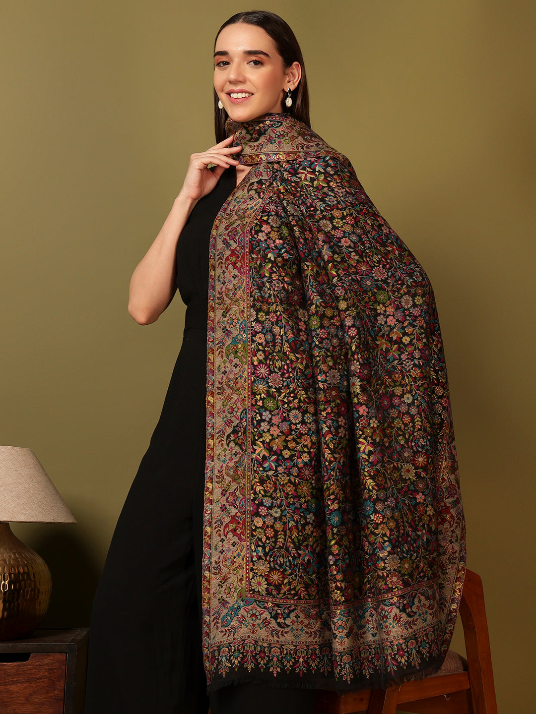 Pashmoda Women Nazrana Kaani Wool Blend Kashmiri Shawl (Size: 101X203 CM)