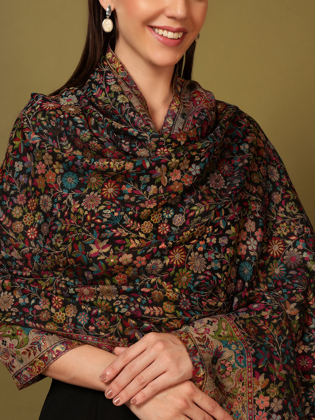 Pashmoda Women Nazrana Kaani Wool Blend Kashmiri Shawl (Size: 101X203 CM)
