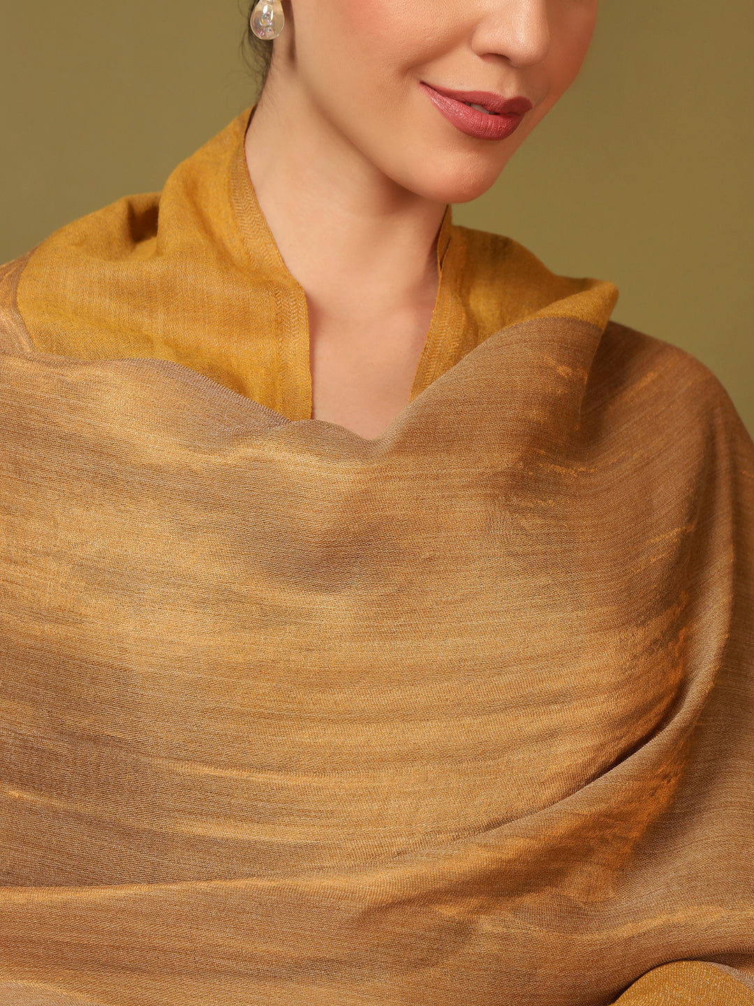 Pashmoda Women Midnight Bronze Reversible Zari Moonlight Fine Wool Stole (Size: 71x203 Cm)